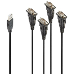 Lindy kaabli muundur USB 4 x RS232, 0.9m, must, 4 x 9 Way D Male RS232 pistikud, Plug & Play, 2-aastane garantii