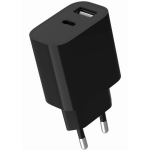 Gembird laadija TA-UC-2AC12-01-BK 5 V, 2.4 A, 2 porti, must, toiteadapter, USB Type-C 1, universaalne
