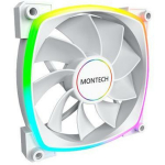 Montech Ventilaator RX140PWMWHITE, 140 mm, 4-pin, 12 V, 1760 RPM, 90.5 cfm, 27.9 dB, RGB valgustus, valge