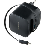 Intenso toiteadapter 7806520 65 W, 110-240 V, 1x USB-C, 1x USB-A, 0.7 m kaabel, must, plastmass