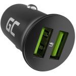 Green Cell auto laadija GC PowerRide Nano36 CADM-GC-36AA, 36W, 6A, 2x USB-A, kiire laadimine, alumiiniumkorpus