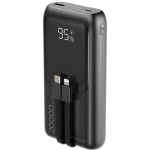 Gembird Power Bank akumulator PB20-PD20-LCD-01, 20000 mAh, 20 W, must, 1x USB Type-C kaabel, 1x USB Type-A