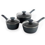 Salter Pannide komplekt BW13591DU, 16/18/20cm, sepistatud alumiinium, kaanega, induktsioonile, nutikas temperatuurikrae