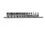 Uzgriežņu komplekts 1/4", 12 gab., K23102, KAMASA TOOLS, hromēti uzgriežņi ar bloķē&scaron;anas rievu