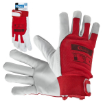 Geko t&ouml;&ouml;kindad G73557, 10, punane ja valge, kitsenahk ja kangas, Velcro sulgur, CE, EN-388