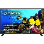 Manta teler 43LUN120D, 43 tolli, 3840x2160 UHD, 210 cd/m&sup2;, 2x8W, DVB-C/T2 H.265 HEVC, 3D m&uuml;ra v&auml;hendamine, VESA 200x200