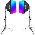 Kit Neewer NK800 two softboxes + bulbs RGB 24W 2700-6500K + tripods + barndoors