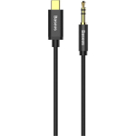 Baseus Yiven USB-C&ndash;3,5 mm mini-jack helikaabel, CAM01-01, 1,2 m, must, alumiinium, TPE
