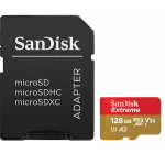 microSDXC Extreme m&auml;lukaart 128GB seikluskaameratele ja droonidele koos SD adapteriga kuni 190MB/s A2 Class 10 V30 UHS-I U3 SDSQXAA-128G-GN6AA SanDisk