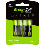 Green Cell Laetav Aku GR01, 1.2V, 2600mAh, Ni-MH, 4 tk, aku, laadijat ei ole kaasas