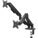 Savio UM-04 Kahe monitori lauakinnitus, 17"&ndash;32", 2x9kg, VESA 75x75/100x100, 0-360&deg;, ABS, must