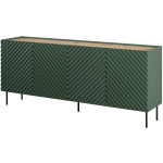 Cama Meble ONDA 301412 kummut, 200x45x85 cm, roheline, 4 ust, 2 sahtlit, 3 riiulit, lamineeritud puitlaastplaat, MDF uksed