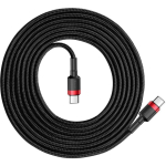Baseus Cafule USB-C kaabel CATKLF-H91, 2m, 60W, 480Mbps, QC3.0, must/punane, nailon