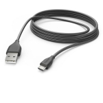 Hama Laadimiskaabel 00201588, 3m, must, USB 2.0, Micro-USB, USB Type-A, 3A, 480Mbit/s, Quick Charge