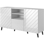 Cama Meble ABETO KOM150 BI kummut, 150x42x82 cm, valge l&auml;ikiv, MDF, 2 ust, 1 sahtel, 3 riiulit