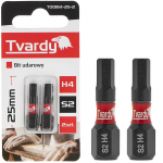 Ietekmes skrūvgrieža uzgaļi H4, Tvardy, T00184-25-2, 25mm S2 tērauds, magnētiskais gals, 2 gab. komplekts