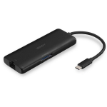 Lindy dokk 43358, 4K HDMI 60Hz, 2x USB 3.2, 1x USB-C, 1x RJ45, 1x SD, PD 3.0 100W, must