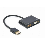 Gembird adapter HDMI HDMI/VGA, A-HDMIM-HDMIFVGAF-01, 2 HDMI, 1 15pin D-sub, 3.5 mm stereo v&auml;ljund