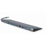 Gembird USB-C HDMI/USB3/9-in-1 adapter A-CM-COMBO9-01, 1 HDMI, 1 RJ45, 3 USB-C, 2 USB 2.0, 3 USB 3.1, 1 audio, 1 SD, 1 MicroSD