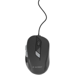 Gembird pele USB optiskā MUS-6B-01 6 pogas, 1600 DPI, ambidextriska, melna, kabelis 1.35 m