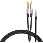 Vention helikaabel mini jack 3.5mm kuni 2x jack 6.35mm isane BARHK 8m, 8m, 26AWG, tina kaetud vask, alumiiniumfoolium