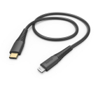 Hama Laadimiskaabel 00201602, 1.5m, USB 2.0, must, Lightning pistik, USB Type-C pistik, 3A, 480Mbit/s