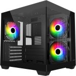 FSP Korpus S140-BA, 2x2.5"; 1x3.5", 5, must, ARGB, Mini-ITX, uATX, 120mm ventilaatorid, klaas
