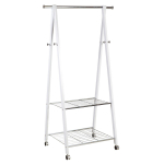 Drēbju pakaramais FOREST 2 plaukti un 4 āķi, 85x52xH152cm, materiāls: priede/tērauds, krāsa: balts/hroms 13962 Allit