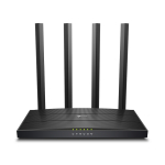 TP-Link Archer C6U traadita ruuter Wi-Fi 5 AC1167 Dual-Band USB 2.0 MU-MIMO 1&times; WAN 4&times; Gigabit LAN 4&times; antenni Must