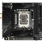 Asrock B760I LIGHTNING WIFI, LGA 1700, 14+1+1 toitefaasi, 2 x DDR5 DIMM, 1 PCIe 5.0 x16, 1 HDMI, 1 DisplayPort, 7.1 CH HD heli