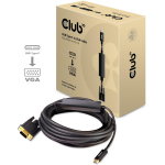 Club3D video kaabli adapter CAC-1512, 5 m, USB Type-C, VGA, DP1.1, 2.7 Gbit/s, aktiivne video muundur, must