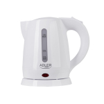 Elektriline veekeetja 1600W 1L roostevabast terasest ja pol&uuml;prop&uuml;leenist korpus 360&deg; p&ouml;&ouml;rleva alusega valge AD1272 Adler