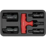 Yato YT-22370 Burride eemaldamise t&ouml;&ouml;riistade komplekt, 5 tk, 16-32 mm, 40Cr tera, nailonist k&auml;epide, kalibreerija x4, T-k&auml;epide