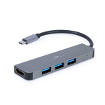 Gembird USB-C HDMI/USB adapter A-CM-COMBO2-01, 1 HDMI port, 3 USB 3.2 porti, 5 Gbps, Plug & Play