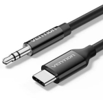 Vention adapter BIFBG, 1 USB-C, 1 3.5mm stereo pistik, 1.5m, must, Hi-Fi kvaliteet, DAC dekodeerimine