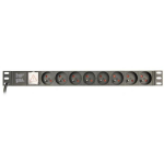 Gembird rackmount toitejaotusseade EG-PDU-014-F, 8 FR pesa, 1U, 16A, 3m Schuko, alumiiniumkorpus