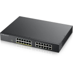 Zyxel GS1900-24EP-EU0101F kommutaator, 24xGbE, PoE, L2, hallatav, 48 Gbit/s, 35.7 Mpps, 26 dB, must