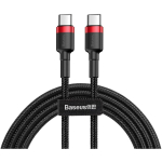 Baseus CATKLF-G91 USB-kaabel, USB-C kuni USB-C, 1m, 3A, 480Mbit/s, must, alumiinium/TPE/nailonist punutud