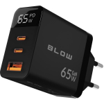 LCD wall charger USB socket + USB-Cx2 PD 65W GAN black wattmeter