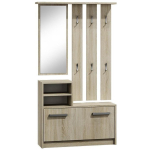 Top E Shop GAR SONOMA esiku kapp, 850mm, 1800mm, 240mm, 1 uks, 3 riiulit, 6 konksu, 16mm, peegel, hinged uks, matt, tamm