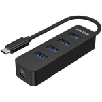 Unitek USB-jaotur H1117B, 4xUSB-A 3.1, 5 Gbit/s, 10 W, 5 V, USB-C, must