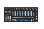 3/8&Prime; ratchet instrumentu komplekts, HOGERT, HT7G165, 33 gab. augstas kvalitātes CRV tērauds