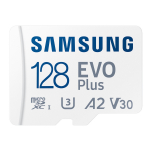 microSDXC m&auml;lukaart 128 GB UHS I U3 V30 A2 kuni 160 MB s lugemiskiirus + SD adapter EVO Plus 128 GB Valge MB-MC128SA/EU Samsung