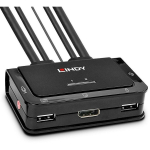 Lindy KVM l&uuml;liti 42344, 2 porti, DisplayPort 1.2, USB 2.0, helikaabel, 4K 60Hz