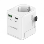 Gembird toiteadapter TPA-EU1A1C20-01-W 20W, 2 USB porti, EU Schuko, GaN tehnoloogia, 20W PD, 18W QC 3.0, 10A kaitse