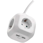 Emos Pikendus P04219GU, 1,9m, 4x2P+PE, valge, PVC, 3680W, USB-ga, laste kaitse