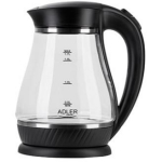 Adler | Kettle | AD 1274 | Standard | 2200 W | 1.7 L | Plastic/Glass | 360&deg; rotational base | Black/Transparent