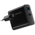 Natec Laadija NUC-2143, 45W, 1x USB-A, 1x USB-C, must, 110-240V, 50/60Hz, 3A, 20V, 5V, kiire laadimine