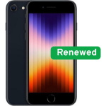 Apple Renewed iPhone SE (2022) RAPipse22-4mi22N, 4.7", Retina HD, A15 Bionic, 4GB, 64GB, iOS, Midnight, Grade A