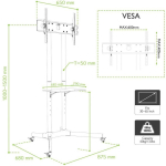 Techly ICA-TR6 309982, p&otilde;randak&auml;ru TV 30-65", VESA 100x100-600x400, 60kg, klaasriiul, reguleeritav k&otilde;rgus, kalle &plusmn;15&deg;